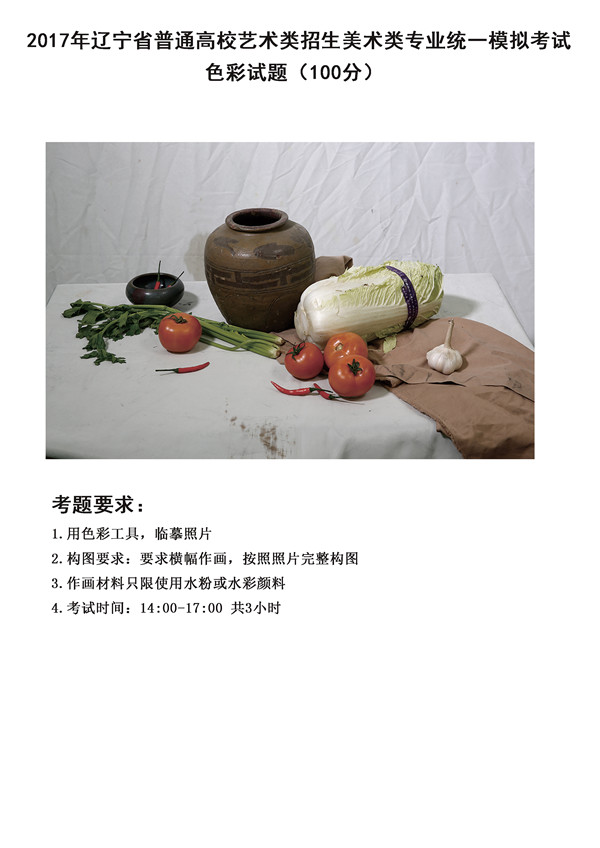 2017年全國(guó)各省市美術(shù)聯(lián)考【色彩】模擬考試考題匯總