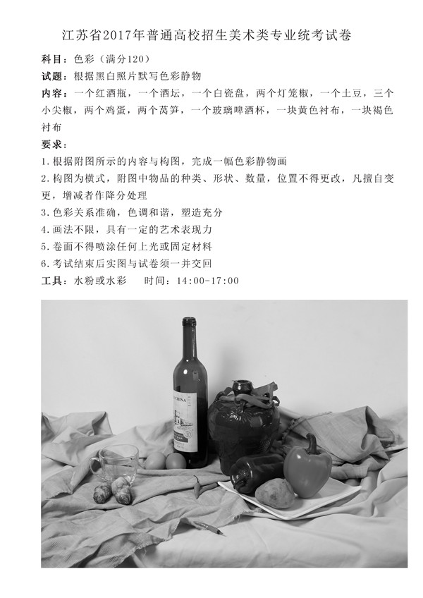 2017年全國(guó)各省市美術(shù)聯(lián)考【色彩】模擬考試考題匯總