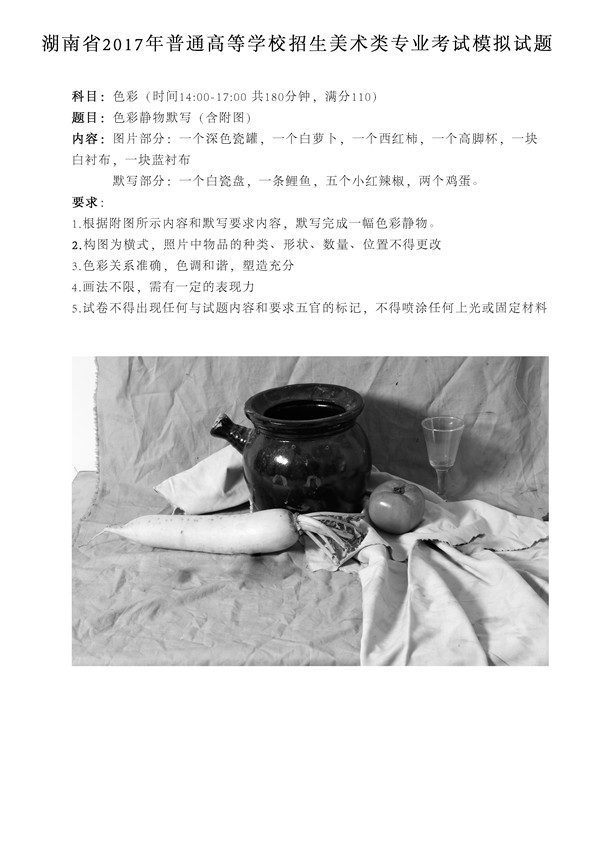 2017年全國(guó)各省市美術(shù)聯(lián)考【色彩】模擬考試考題匯總