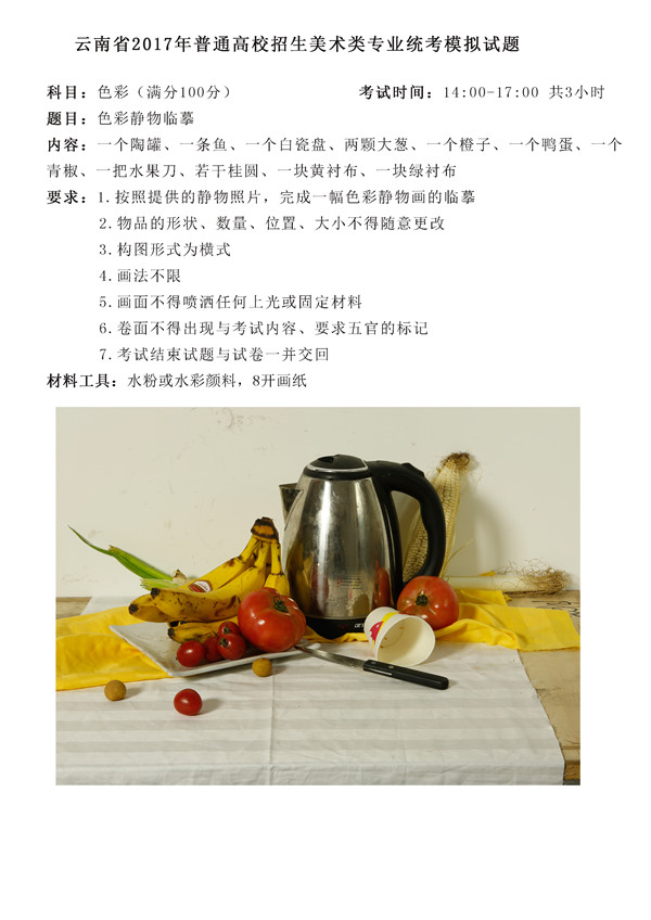 2017年全國(guó)各省市美術(shù)聯(lián)考【色彩】模擬考試考題匯總
