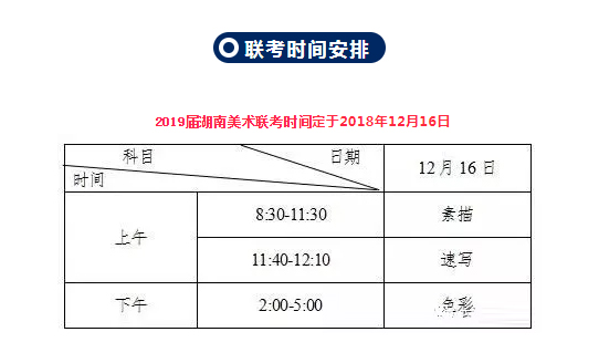 2019年湖南美術(shù)聯(lián)考時間安排預計