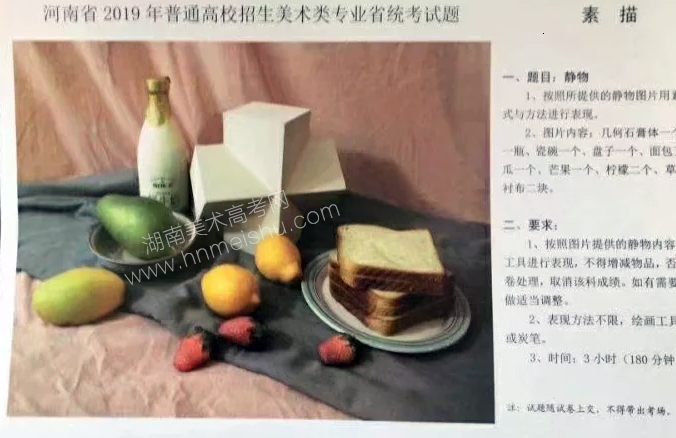 2019年河南省美術(shù)聯(lián)考素描速寫色彩統(tǒng)一考試題目大全