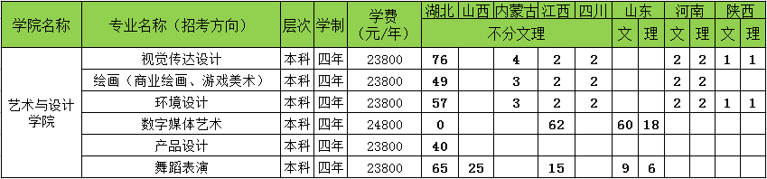 武漢工商學(xué)院2019年藝術(shù)類分省招生計(jì)劃