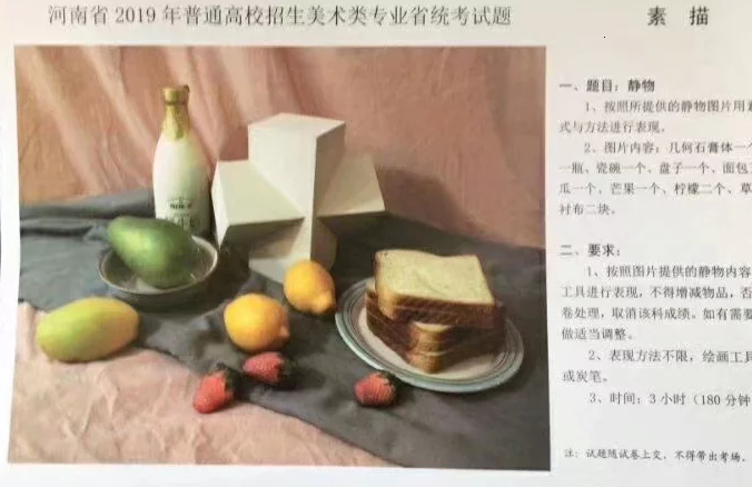 2019年河南美術聯(lián)考素描考題