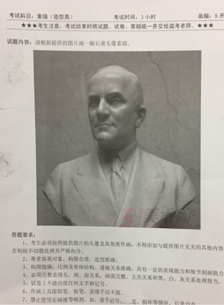 四川美術(shù)學(xué)院2019年造型類?？伎碱}四川考生