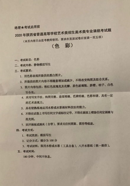 2020年陜西美術(shù)聯(lián)考考題匯總